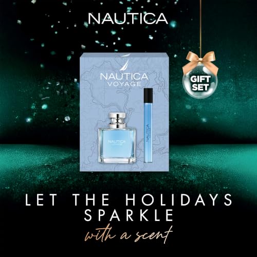 Image of Nautica Voyage Giftset, 3.2 fl oz + 0.33 fl oz EDT, Notes of Apple, Cedarwood, Mimosa, Men's Fragrance, Long Lasting, Everyday Fragrance