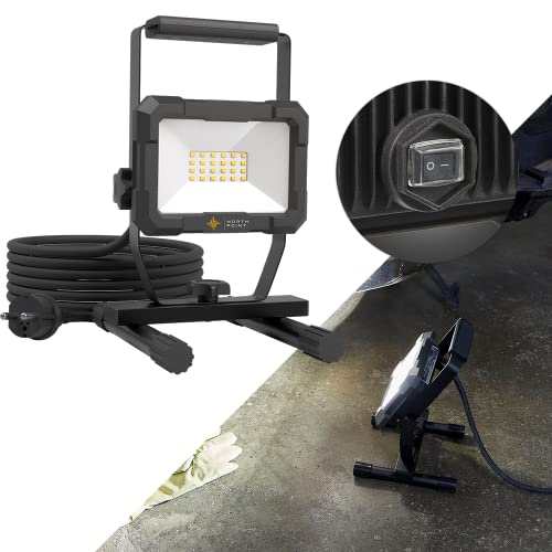 Preisvergleich Produktbild Northpoint LED Blackline Baustrahler Arbeitsstrahler Fluter Flutlicht Spitzwassergeschützt 20 W Leistung 1600 Lumen Lichtstrom integrierter Schalter und 3m Kabel