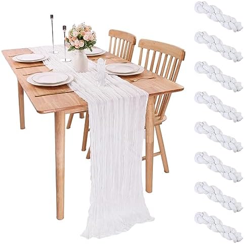 Kesfey 90x400cm Cheesecloth Table Runner Beige, 13FT Long Rustic Gauze Boho Table Runner for Wedding Bridal Banquet Decoration Party Festivals(35x157in)