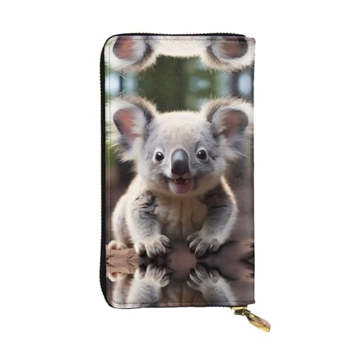 Portefeuille en cuir imprimé koala élégant et long format porte-cartes haut de gamme