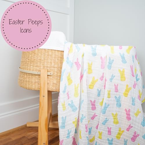 Image of LollyBanks Swaddle Blanket, 100% Cotton Muslin Swaddle Blankets, Neutral Swaddle Blanket 47 x 47 Inches, Baby Blanket for Boys and Girls, Baby Essentials, Registry (Easter Print)