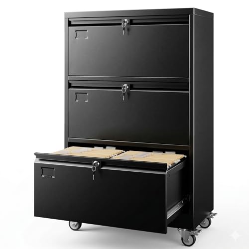 Aobabo 3-Drawer Lockable Metal File Cabinet
