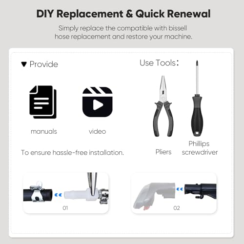 Image of Upgraded Compatible with Bissell Replacement Hose-Fits Models 3624,3194,2505,2458,2891,1565 & More,Compatible with Bissell Parts-OEM Models 2037905 & 1606643,Flexible Hose for Deep Cleaner