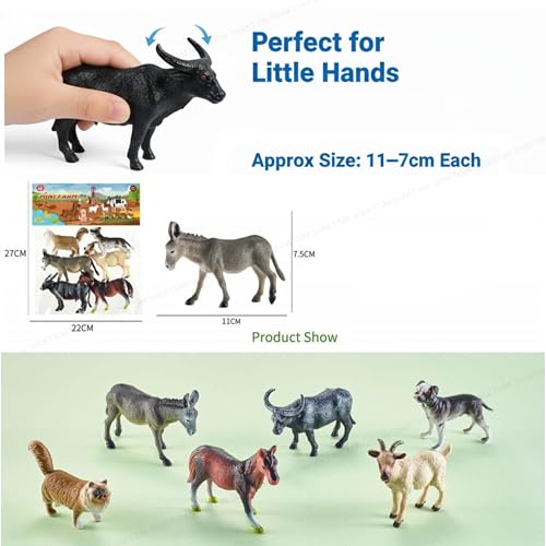Image of SHAKTISM Farm Animal Toys Set - Realistic Farm Animal Figures for Kids, Educational Playset for Ages 3+ - Durable Plastic Toy Animals for Preschool & Toddler Learning (1205 Mini Farm 6Pc)