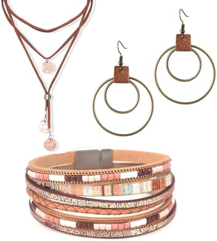 3PCS Western Jewelry for Women Bohemian Set,Boho Vintage Layered ...