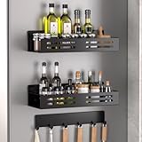 Yuchenfeng Fridge Side Organizers Magnetic Spice Racks for Refrigerator with 6-Hooks Spice shelves with Magnets for Refrigerator Side Fridge Side shelf Metal