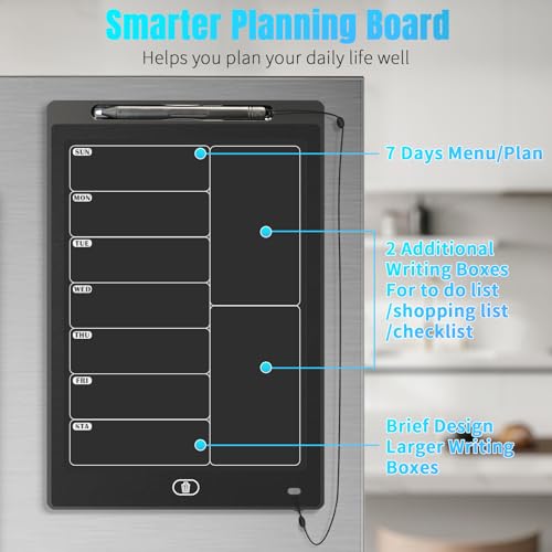 Image of Magnetic Weekly Chore Chart for Adults, 9.8 inchx6.7 inch Small to Do List Dry Erase Board for Fridge Grocery Shopping Kitchen Menu Planning Whiteboard Refrigerator Digital Notepad Blackboard Meal Planner