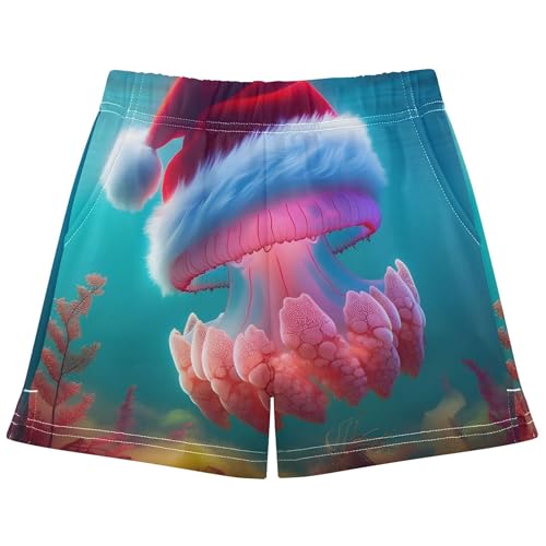 Girls Christmas Jellyfish Santa Hat Lounge Shorts Kids Athletic Cute Pajama Sleepwear Youth Summer Clothes, X-Small