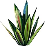 [ADORNOS DE JARDÍN DE METAL DE PLANTA DE AGAVE] - Hecho de material de hierro envejecido de alta calidad, estas hojas de la planta artificial son respetuosas con el medio ambiente y duraderas, lo que puede soportar su uso a largo plazo. Además, el lavabo inferior es muy sólido y estable para colocarlo fácilmente.