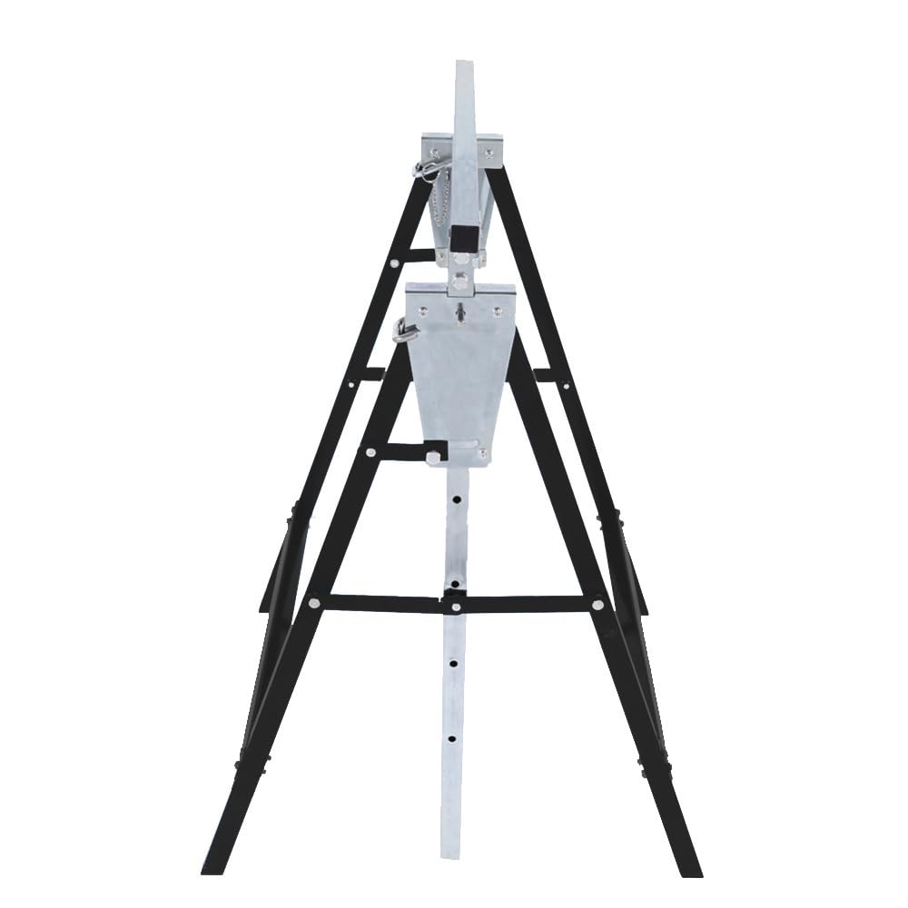 Cavalletto da lavoro, set da 4 cavalletti pieghevoli, regolabile in 7 posizioni, altezza di lavoro variabile 81-130 cm, rivestimento in plastica antigraffio nero.
