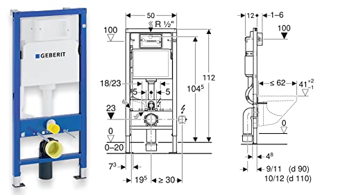 BADLAND WC Set – Geberit Duofix Basic UP100 Vorwandelement + Wand-WC Desna in Weiß + Betätigungsplatte Delta50 Schwarz + Slim WC-Sitz mit Soft-Close + Schallschutzmatte – Bild 8