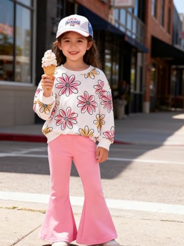 Image of Toddler Girl Clothes Floral Printed Sweatshirt Pants 2Pcs Fall Outfits for Little Girls Clothing Set Size 3-7 Years
