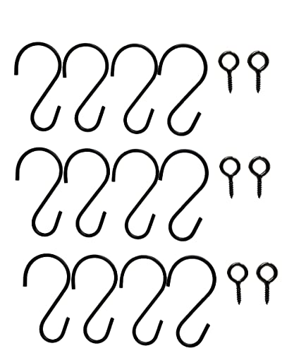 Tetra-Teknica Yh-S01 3.4 Inch Metal Extender S Hooks With Weather-Resistance Powder Coating, Color Black, 1-Dozen Pack #TOP24