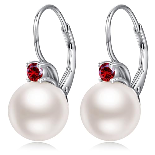 Boucles d'oreilles perle blanche en argent 925 jiamiaoi pour femme