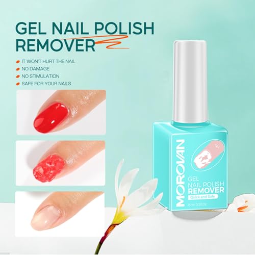 Morovan Gel Nail Polish Remover: Professional Gel Remover for Nails Easily & Effectively Gel Polish Remover in 3-5 Minutes No Need Soaking or Wrapping