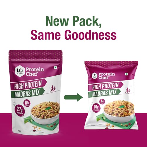 Image of Protein Chef Madras South Mixture Namkeen (180g), 11g Max Protein per Serve, Guilt free Healthy Snacks, Sugar Free Snacks, Vegan Diet