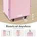 BYOIPLOI Rolling Manicure Table 5 Drawers Makeup Case, Professional Rolling Travel Nail Desk, Foldable Nail Tables Travel Cosmetic Trolley Storage Organizer for Hairdressers, Makeup Artists (Pink)