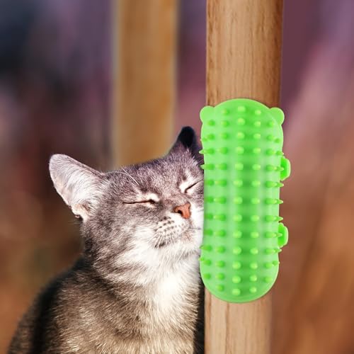 Image of 2pcs Self Cleaning Cat Brush, 2-in-1 Tickling Comb Cat Massage Brush Pet Artifact Adjustable Silicone Kitty Grooming Shedding Brush Cat Corner Scartcher Groomer for Short /Long Hair Cats Dogs (Green)