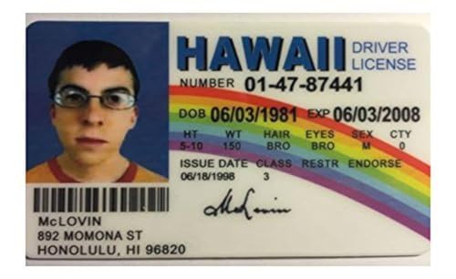 Artist Unknown - McLovin Adult Unisex Novelty Movie Prop Plastic Wallet - Superbad, McLovin - Multicolor, Solid - Robust