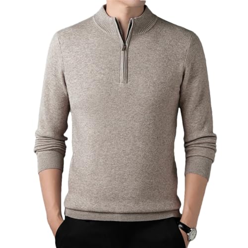 Winter Men's Wool Knitted Warm Tops Thickened Pullover Zipper Collar Sweater Outdoor Casual Tops