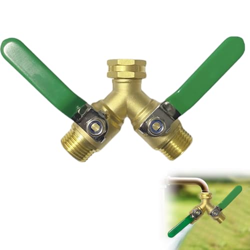 Robinet Double Sortie：Distributeur D'eau à 2 Voies, Répartiteur En Y En Laiton Avec 2 Robinets D'arrêt Séparés,Distributeur 2 Voies Arrosage,pour Robinet en Laiton Maison,Machine à Laver,Tuyaux