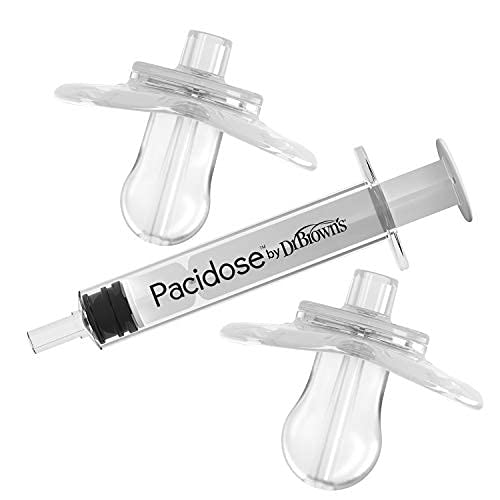 Image of Dr. Brown's Pacidose Pacifier and Liquid Baby Medicine Dispenser with Oral Syringe and Two Sizes of Pacifier Bulbs - 0-6m and 6-18m