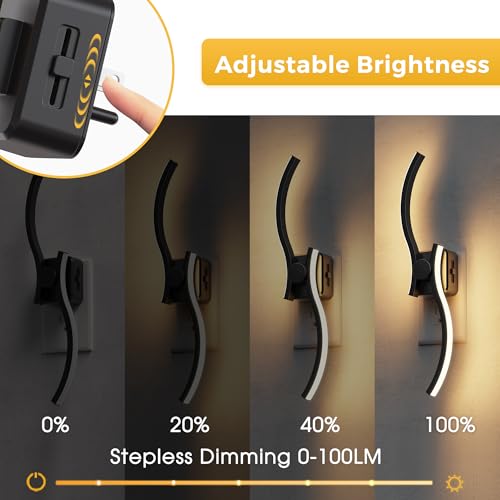 Image of L LOHAS LED Night Light, 2 Pack Night Lights Plug into Wall, Modern Wall Sconces with Dusk to Dawn Sensor, Dimmable Wave Plug in Night Light, 3000K Soft White for Bedroom Living Room