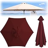 CMJYMX Sonnenschirmbezug (2.0 M, 2,7 M, 3,0 M) Ersatzbespannung Polyester 8/6 Streben Sonnenschirm-Stoffbezug Ersatzbezug Für Ampelschirm(Wine red,6 Ribs: 250CM/8.2FT)