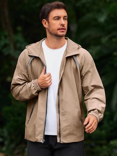 Yousify Mens Lightweight Jacket Full Zip Hooded Reflective Athletic Jacket Unlined Quick-drying Coat for Cycling Outdoor3