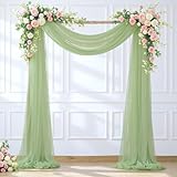 Wedding Arch Draping Fabric Backdrop 1 Panel 30' x 19Ft Sage Green Drapes Curtains for Wedding Reception Sheer Tulle Backdrop Curtain for Ceremony Birthday Party Baby Shower Arbor Ceiling Decorations