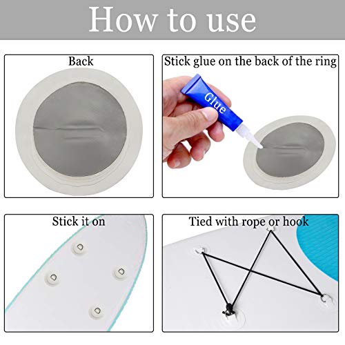 BB Hapeayou Inflatable Boat Kayak D-Ring Small Round Pad/Patch Watercraft Parts Accessories 4.3inch - NO Glue Included (4Pcs, White)