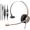 Telephone Headset with RJ9 for Cisco Phone Call Center Headset with Noise Cancelling Microphone with Extra 3.5mm Connector for Mobiles