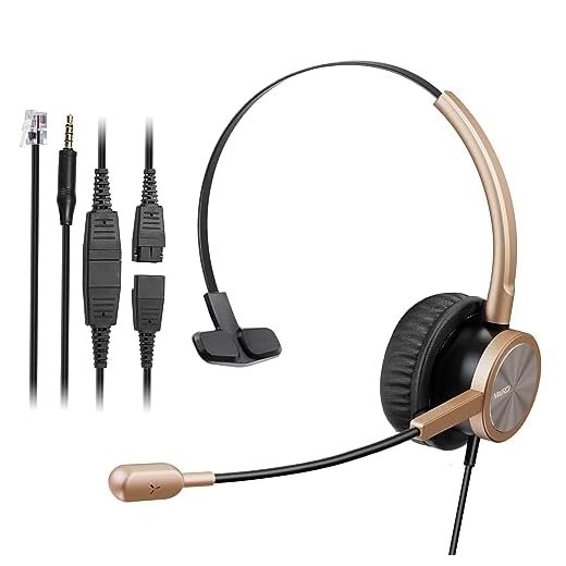 Fone de ouvido para escritório com microfone com cancelamento de ruído, fone de ouvido para telefone mono call center com entrada RJ9 e conector de 3,5 mm para telefone fixo PC laptop