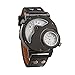 Produktbild JewelryWe Herren Armbanduhr, Leder Legierung, Elegant Casual Analog Quarz Sportuhr Armband Uhr mit Zwei Anzeigetafeln, Weiss Zifferblatt