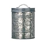 Amici Home Rustic Kitchen Coffee Metal Canister | Galvanized Metal Storage Container with Handle | 76 Ounce Capacity | Coffee Canister with Lid for Kitchen Countertop