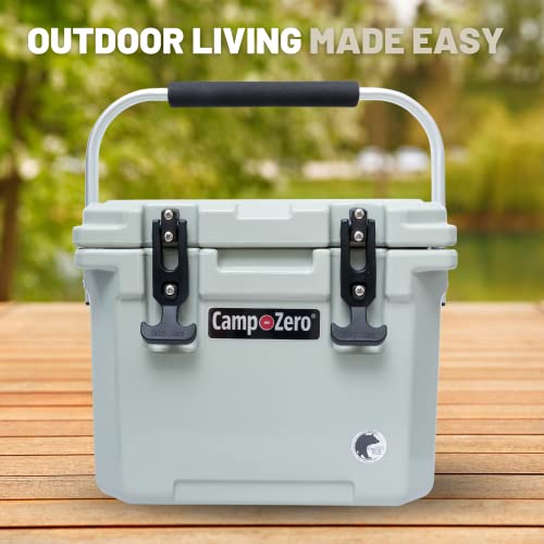 Camp-Zero 10 | 10.6 Qt. Cooler With 2 Molded-In Cup Holders & Folding Aluminum Handle | Thick Walled, Freezer Grade Cooler With Secure Locking System & Tie Down Channels (Sage)… #TOP3