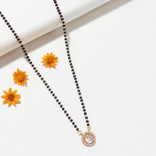 Image of Jewels Galaxy Gold Plated Round Shaped Mangalsutra with Chain for Women