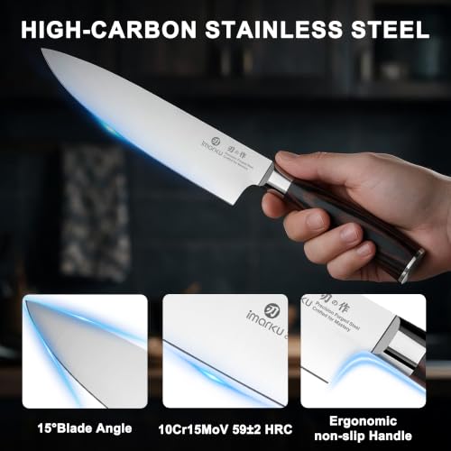 Image of imarku 18-Piece Japanese Santoku Stainless Steel Knife Set with Block