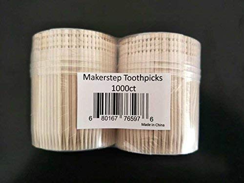 Makerstep 1000 Wooden Toothpicks Ornate Handle In Toothpicks Holder Container 2 Packs Of 500, Good For Craft, Party, Cocktail Picks, Cleaning Teeth, Appetizer. #TOP1
