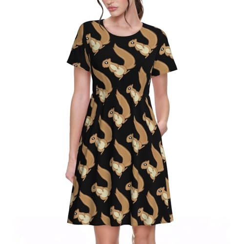 Robe courte d'été pour femme col rond vêtement de plage coupe trapèze