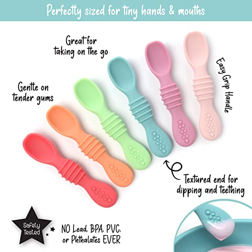 Primastella Silicone Rainbow Chew Spoon Set For Babies And Toddlers | Safety Tested | Bpa Free | Microwave, Dishwasher And Freezer Safe #TOP1