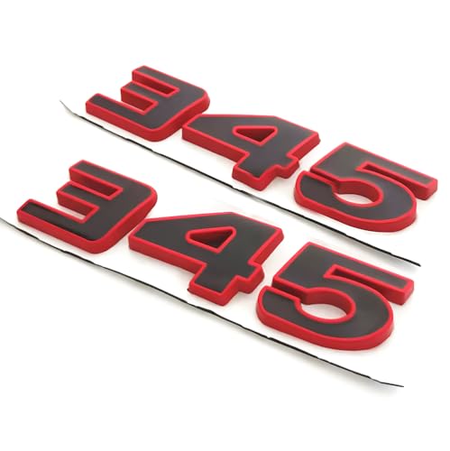 Image of Pair Set 345 Passenger & Driver Side Emblems 3D Badge Sticker Nameplates (Red Black)