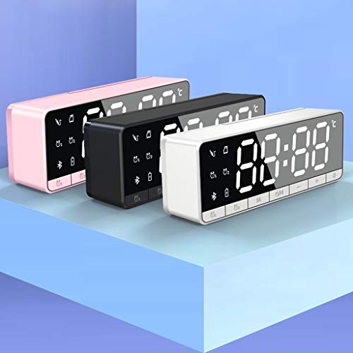 Casa Mini LED Despertador Bluetooth Alto-falante Baixo Termostato Interno - Branco