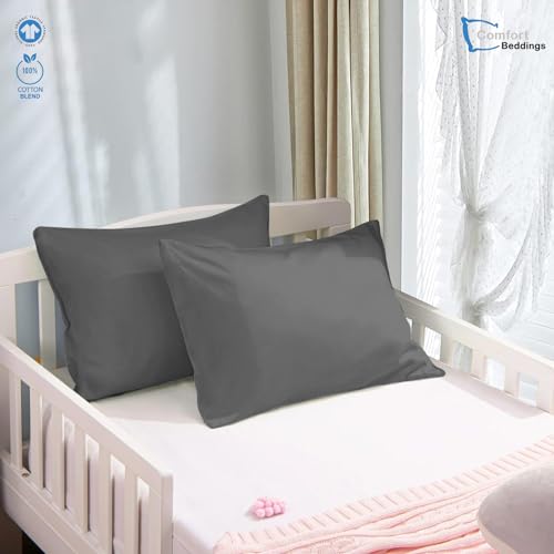 Image of Comfort Beddings Pack of 2 Travel Pillowcases 12x16 Premium 100% Cotton Blend Grey Travel Pillow Case Zipper Closure, Super Soft and Cozy Travel Pillow Covers (Size-12x16, Dark Grey)