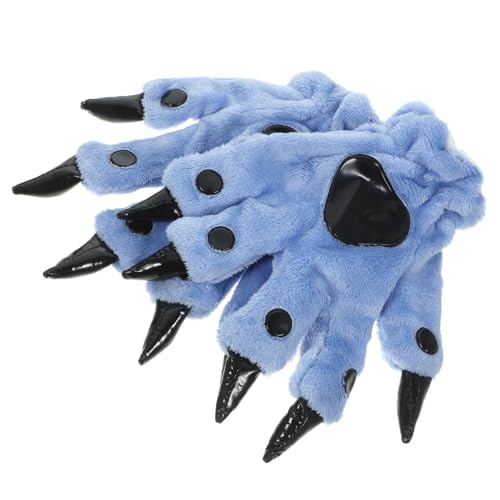 1pair Dinosaur Gloves Warm Plush Gloves Cute Cartoon Design Christmas for Boys and Girls Thick Quilted for Outdoor Activities