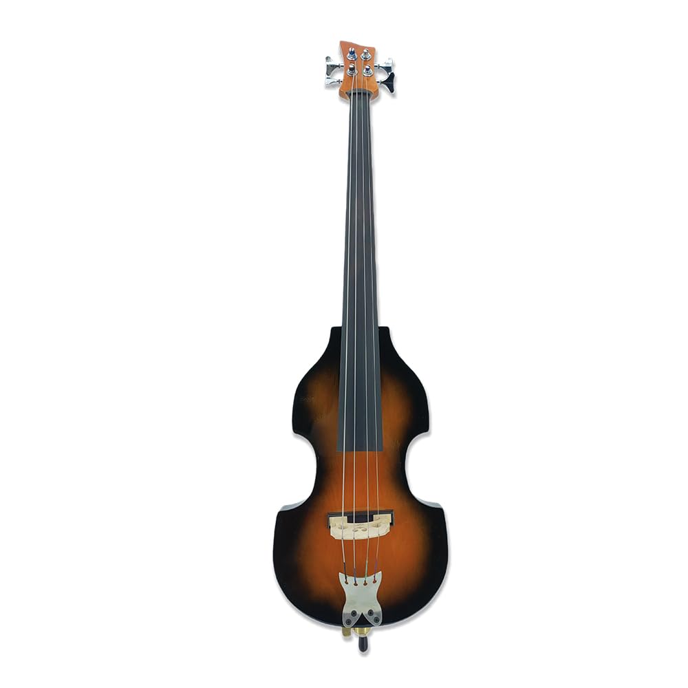 Yinfente Electric Cello 4/4 Full Size - Solid Wood Construction with Ebony Fittings, Includes Hard Case, Brizal Bow, Aux Cable & Cleaning Cloth for 4/4 Cello (yellow&black-4string)