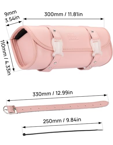 Image of KEMIMOTO Motorcycle Fork Tool bag Bike Handlebar Bag Universal Compatible with Motorcycle Front Forks Handlebar Sissy Bar girls bike Bag pink women bike bag