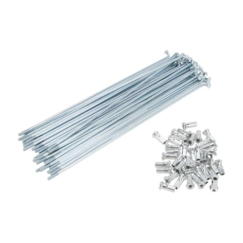 PARSKILO 38 Set 12G Bicycle Spokes 177mm Bike Wheel Spokes Galvanized Carbon Steel Silver Tone