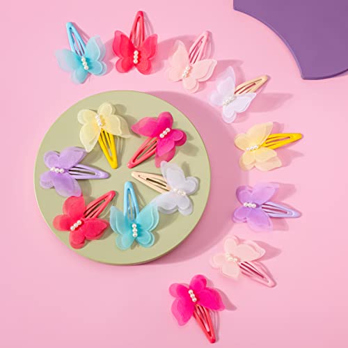 Baby Hair Clips Toddler，14 Pcs Baby Girl Chiffon Butterfly Clips,Girls Baby Barrettes,3D Butterfly Hair Accessories #TOP6