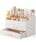 Lolalet Organizador de Cosméticos para Tocador, Bandeja de 2 Niveles con Cajones, Organizador de Perfumes, Organizador de Labiales -Crema